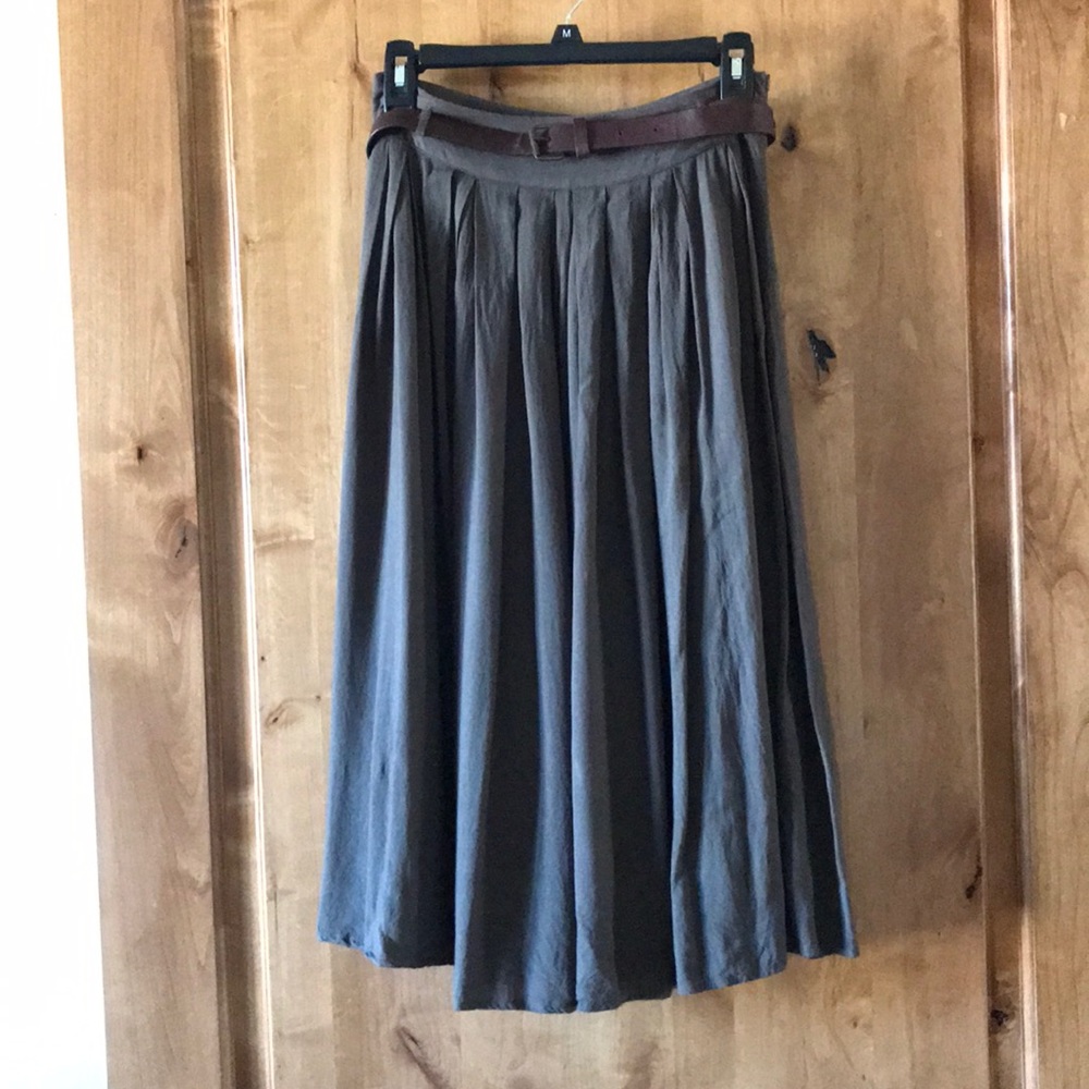 Pleated Olive Green Skirt